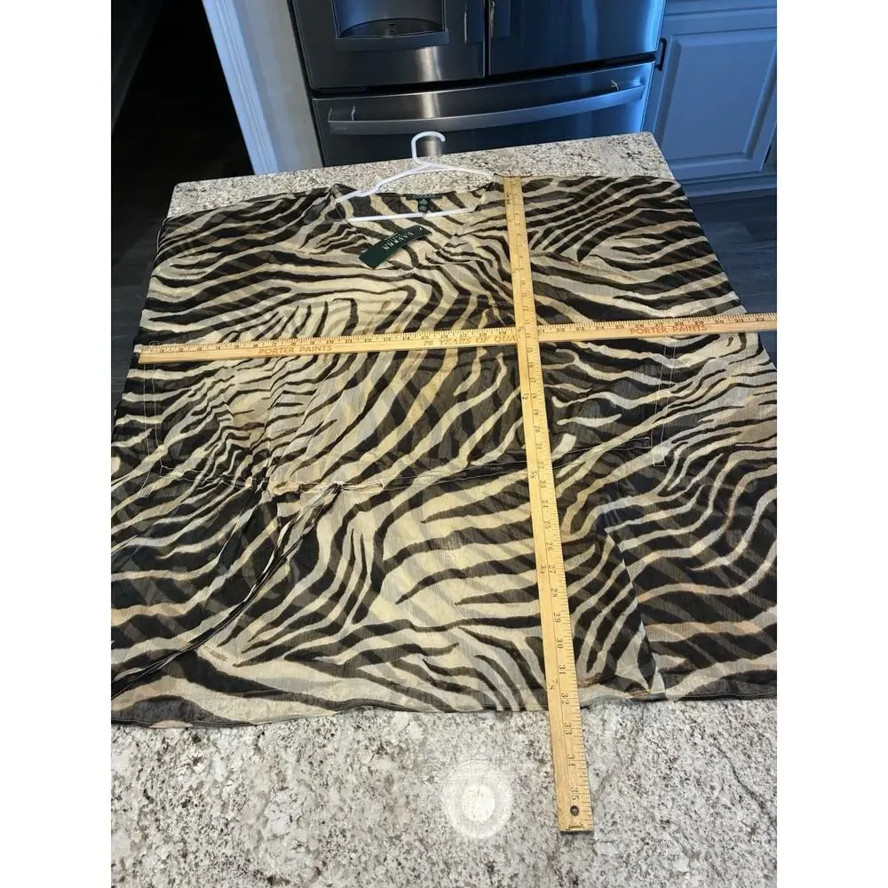 RALPH LAUREN Swim Coverup Plus Size 2X Lightweight Zebra Print Brown MSRP $120